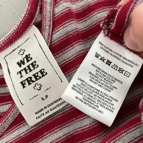 We The Free Dress Women's Small Red Grey Striped Short Sleeve T-Shirt - Picture 11 of 15